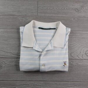 Bobby Jones Winged Foot Golf Club Polo Shirt Men's Size XL White Blue Striped